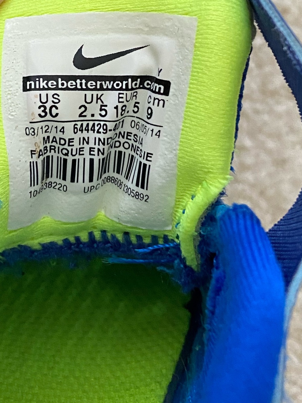 Nike Toddler size C3 Blue and Lime Athletic Sneakers new - Picture 4 of 7